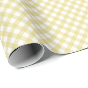 Yellow gingham checks simple cute sunshine plaid wrapping paper