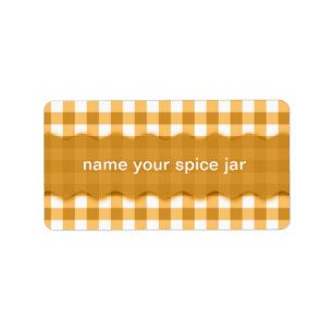Yellow Gingham Chequered Design Kitchen Label