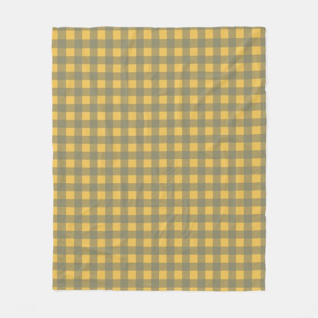 Yellow Gingham Chequered Pattern Fleece Blanket (Front)