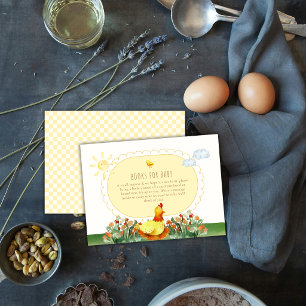 Yellow Gingham Chicken Books For Baby Shower Enclosure Card