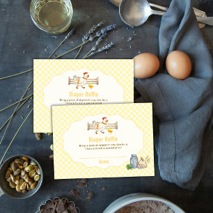 Yellow Gingham Chicken Diaper Raffle Baby Shower Enclosure Card