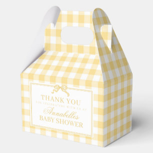 Yellow Gingham Coquette Baby Shower Gable Favour Box