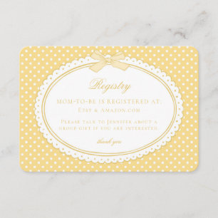 Yellow Gingham Coquette Bow Baby Registry Enclosure Card