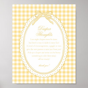 Yellow Gingham Coquette Bow Diaper Thoughts Baby Poster
