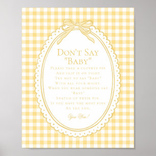 Yellow Gingham Coquette Bow Dont Say Baby Game Poster