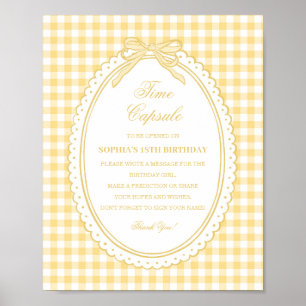 Yellow Gingham Coquette Bow Time Capsule Game Poster