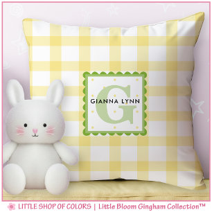 Yellow Gingham Customisable Monogram Cushion