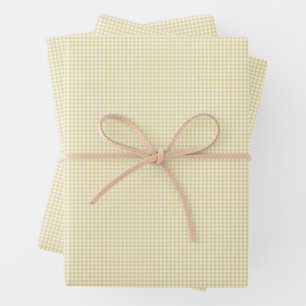 Yellow gingham cute simple classic plaid wrapping paper sheet