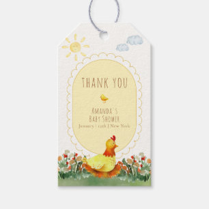 Yellow Gingham Farm Little Chicken Baby Shower  Gift Tags