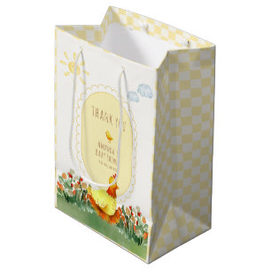 Yellow Gingham Farm Little Chicken Baby Shower Medium Gift Bag