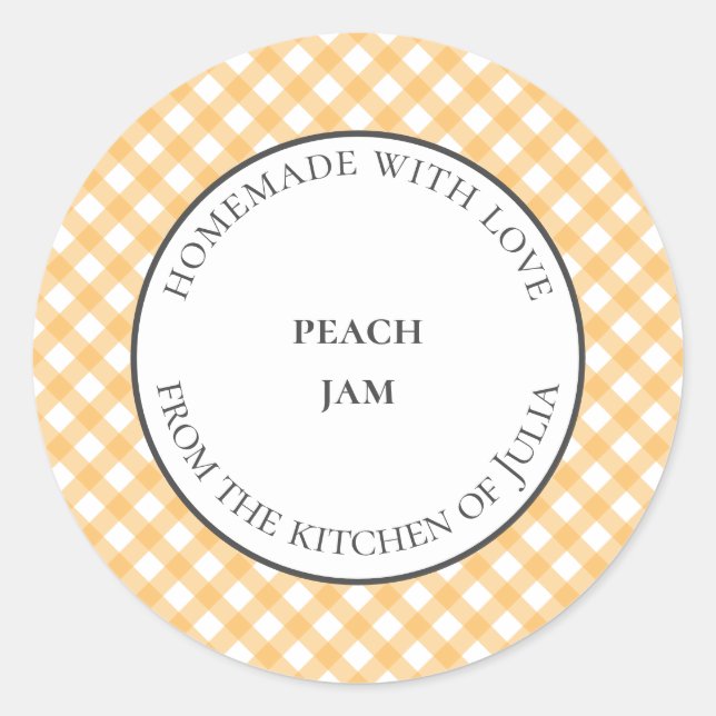 Yellow gingham food jar labels for homemade gifts (Front)