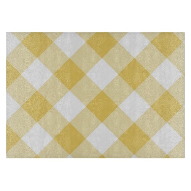 Yellow Gingham Glass Cutting Board (Front)