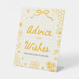 Yellow Gingham Honey Bee Advice and Wishes Sign