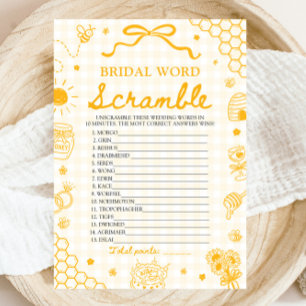 Yellow Gingham Honey Bee Bridal Word Scramble Game Invitation