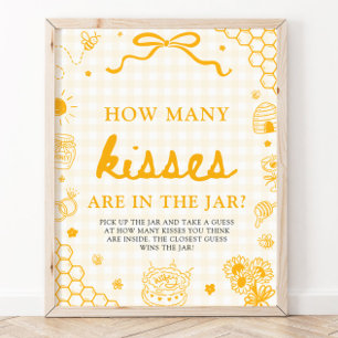 Yellow Gingham Honey Bee Guess How Many Kisses Poster