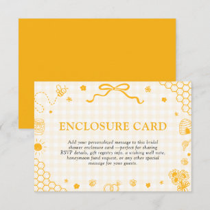 Yellow Gingham Honey Bee Honeycomb Bridal Shower Enclosure Card