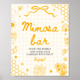 Yellow Gingham Honey Bee Mimosa Bar Sign
