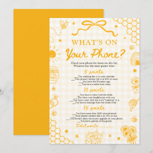 Yellow Gingham Honey Bee What's on Your Phone Game Invitation