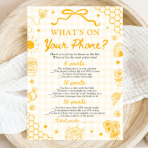Yellow Gingham Honey Bee What's on Your Phone Game Invitation