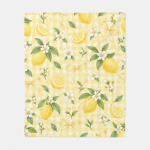 Yellow Gingham Lemon Floral Bow Pattern