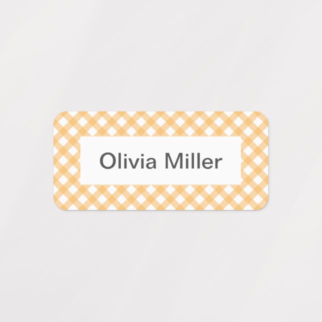 Yellow gingham name labels for school camp daycare (Design 1)