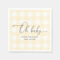Yellow Gingham Oh Baby Paper Napkin