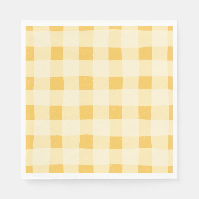 Yellow Gingham Paper Napkins (Front)
