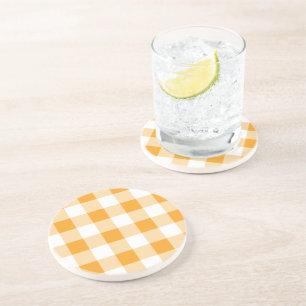 Yellow Gingham Pattern Coaster