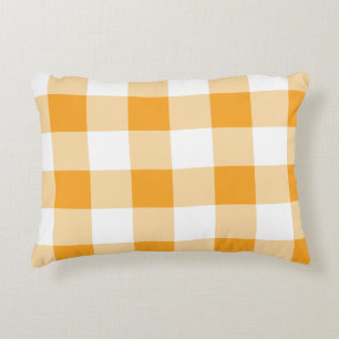 Yellow Gingham Pattern Decorative Cushion