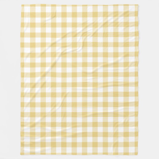 Yellow Gingham Pattern Fleece Blanket (Front)