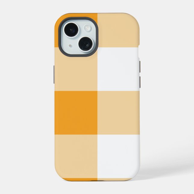 Yellow Gingham Pattern  iPhone 15 Case (Back)