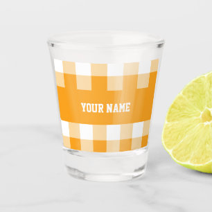 Yellow Gingham Pattern Shot Glass