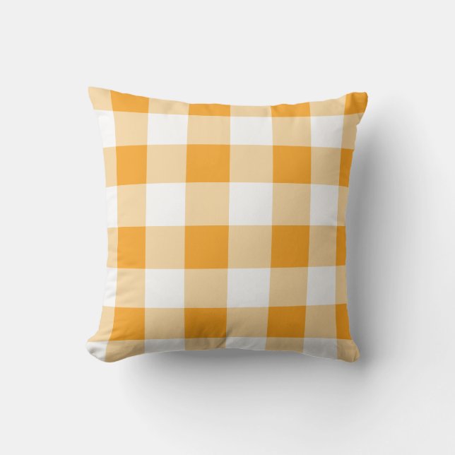 Yellow Gingham Pattern Throw Pillow (Front)