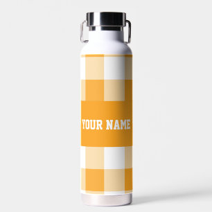 Yellow Gingham Pattern Water Bottle