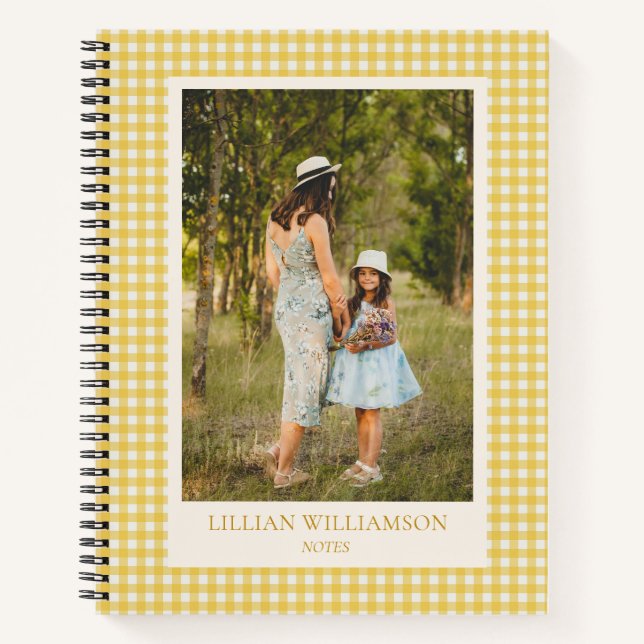 Yellow Gingham Photo Personalised Notes Journal (Front)