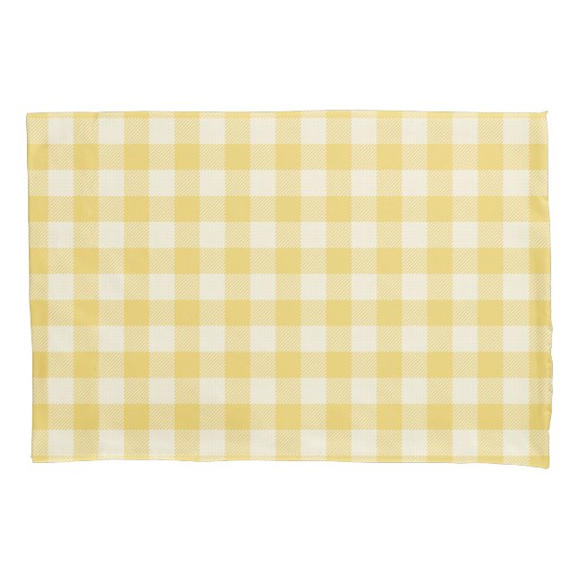 Yellow Gingham Plaid and Houndstooth Pillowcase (Front)