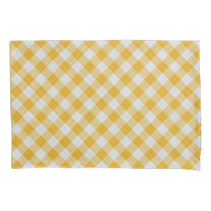 Yellow Gingham Plaid Checkered Pattern Pillowcase