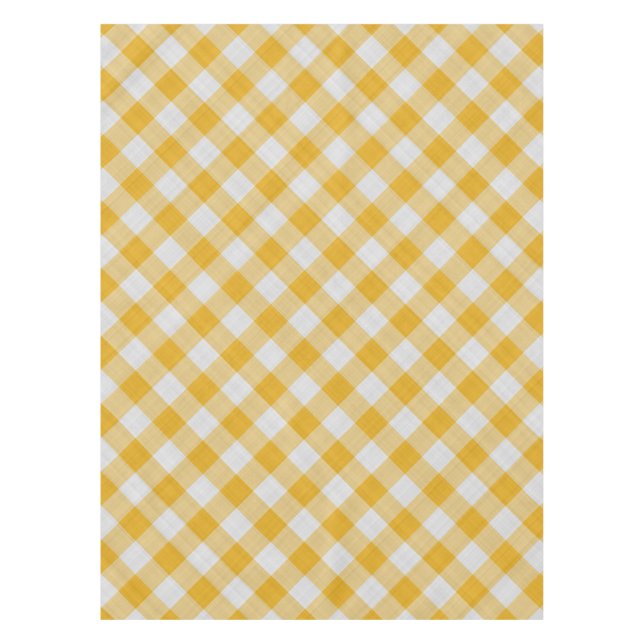 Yellow Gingham Plaid Checkered Pattern Tablecloth (Front)