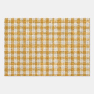 Yellow Gingham Plaid Daisy Wrapping Paper Sheet