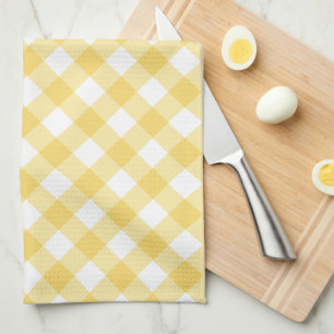 Yellow Gingham Plaid Pattern Tea Towel