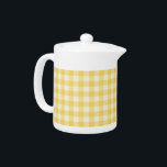 Yellow Gingham Plaid Teapot<br><div class="desc">Yellow and white gingham plaid. If you would like this in a different colour, click the "Customise" button above and change the yellow to any colour you like. You can find additional coordinating items in the collection available in our shop!</div>