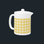 Yellow Gingham Plaid Teapot<br><div class="desc">Yellow and white gingham plaid. If you would like this in a different colour,  click the "Customise"  button above and change the yellow to any colour you like. You can find additional coordinating items in the collection available in our shop!</div>