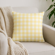 Yellow Gingham Plaid Throw Pillow