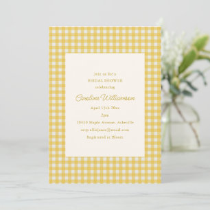Yellow Gingham Preppy Classic Bridal Shower Invitation