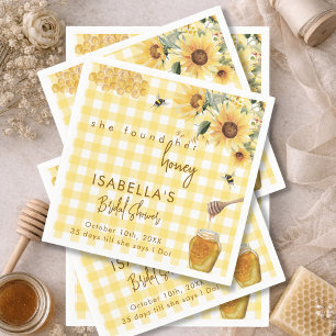 Yellow Gingham She Found Her Honey Bridal Shower Napkin