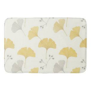 Yellow Ginkgo Fan Leaves Repeat Bath Mat
