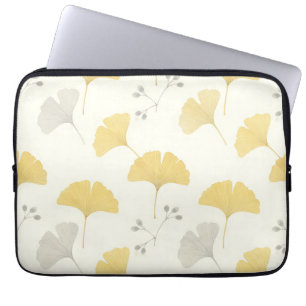 Yellow Ginkgo Fan Leaves Repeat Laptop Sleeve