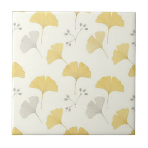 Yellow Ginkgo Fan Leaves Repeat Tile