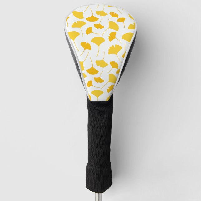 Yellow Ginkgo Leaf Pattern Golf Head Cover (Front)
