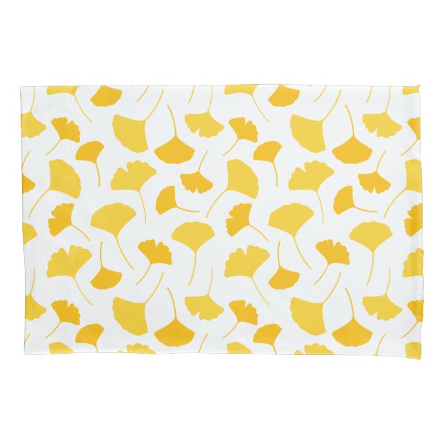 Yellow Ginkgo Leaf Pattern Pillowcase (Front-Left)